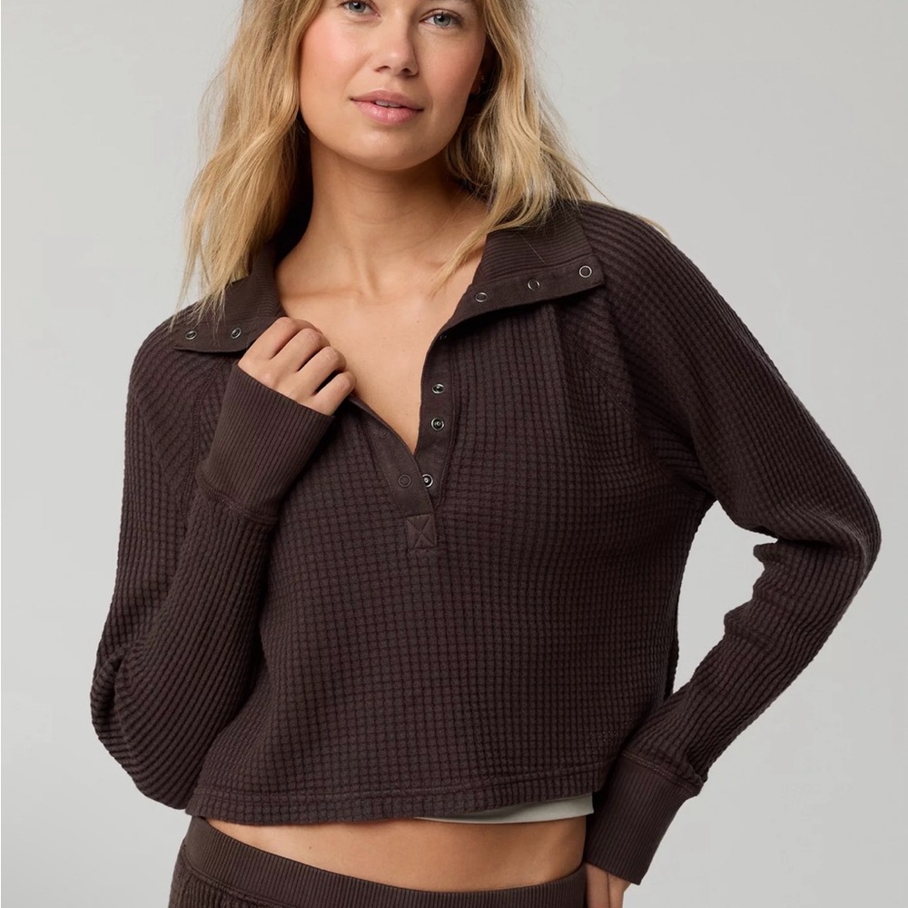 Aerie Chocolate Waffle Knit Top & Cargo Pants